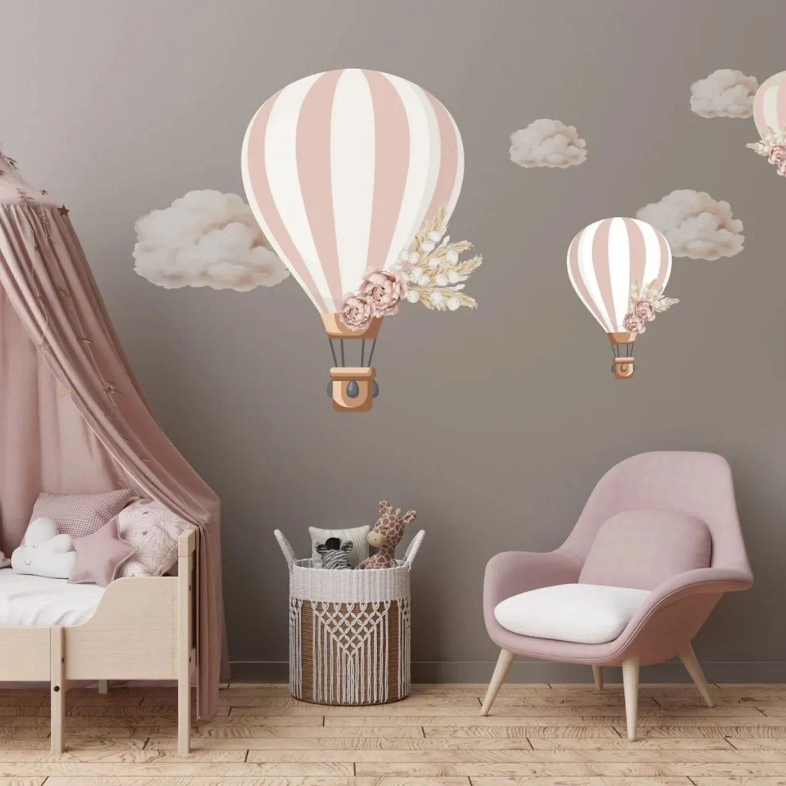 Live Vida Floral Hot Air Balloon Wall Stickers