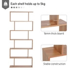 Maple wood-effect 6-tier bookshelf with 16mm thick board and open shelves