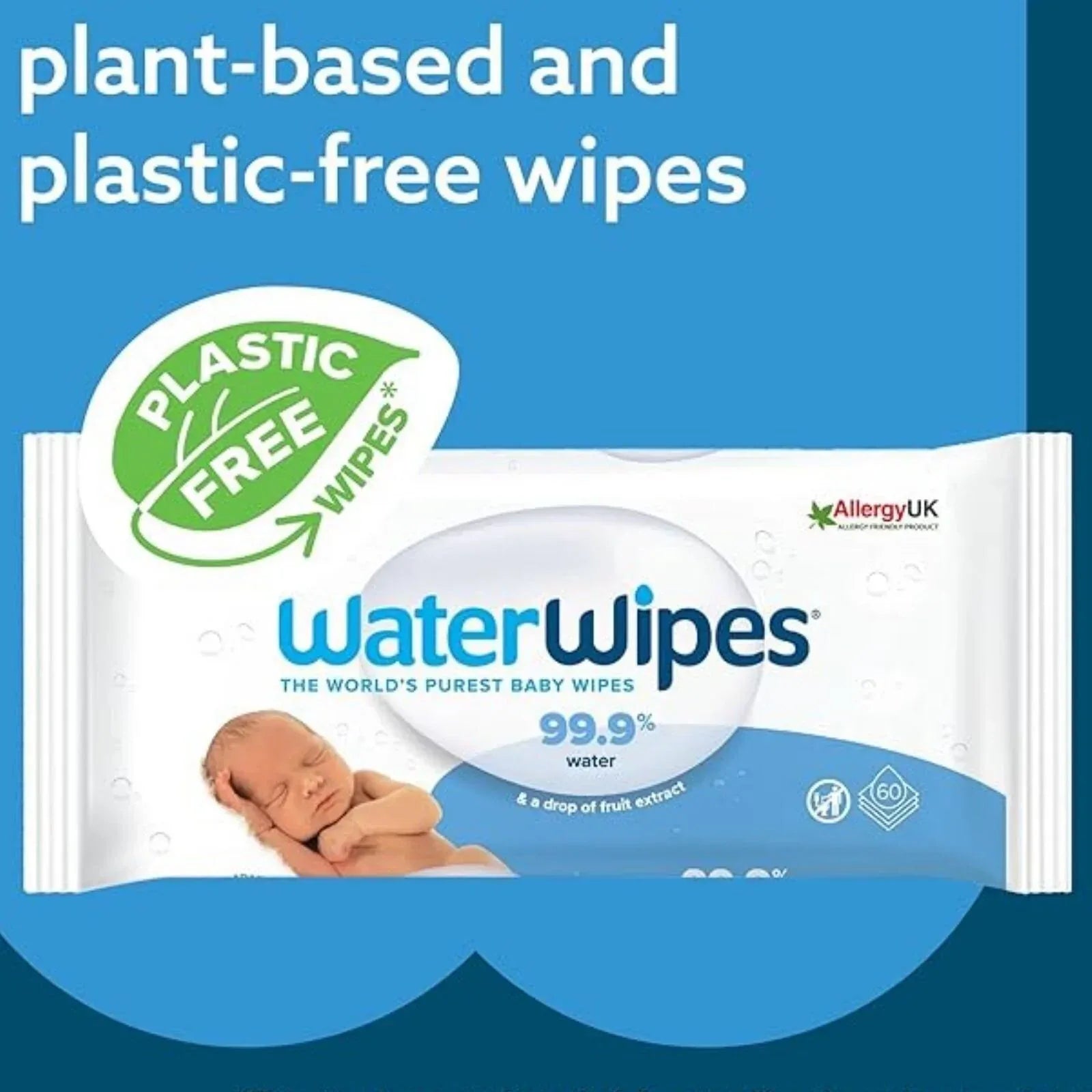 Water Wipes Sensitive Baby Wipes 60 pcs - Bobobiy