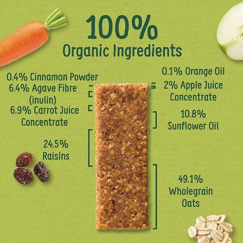 Rectangular carrot cake oaty bar slice, speckled brown texture