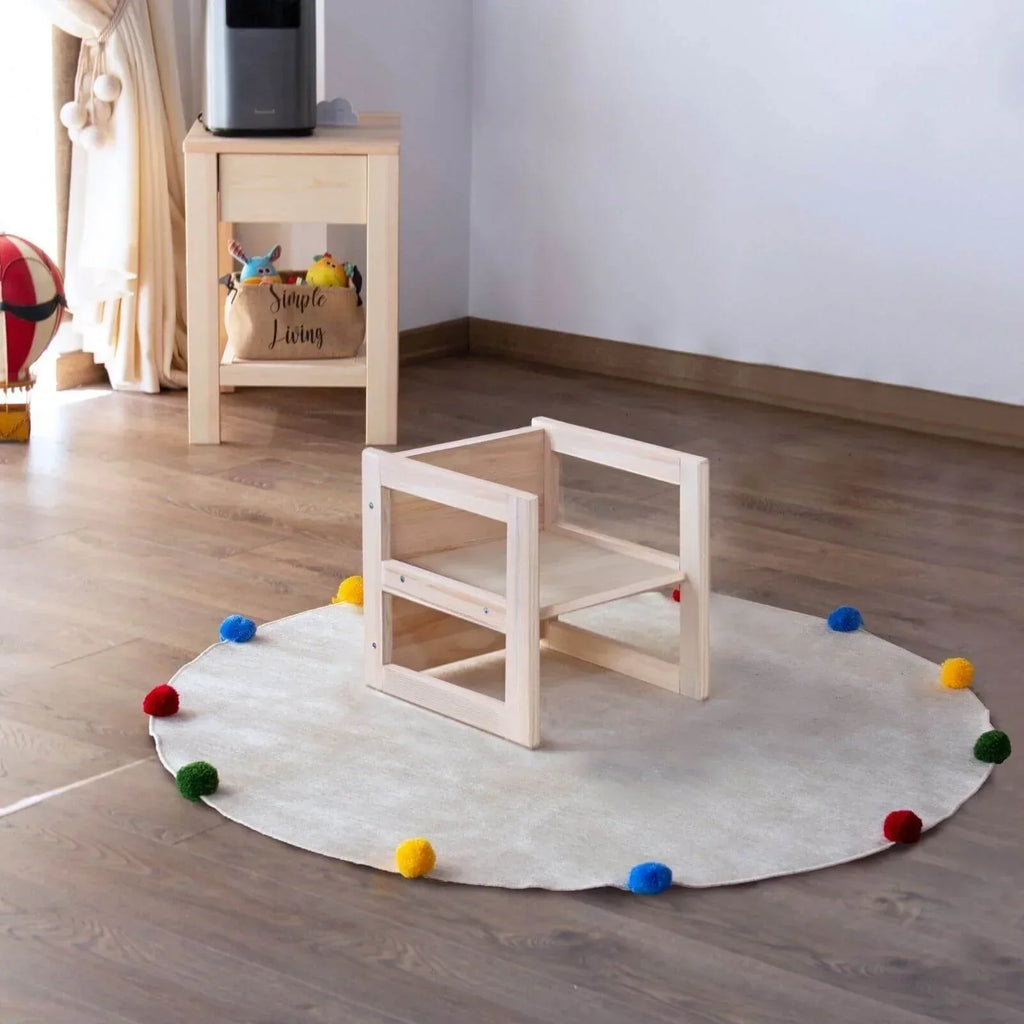 Montessori Wooden Convertable Table & Chair 36,1 cm (W) x 33,7 cm (H) x 36,6 cm (L) - Bobobiy
