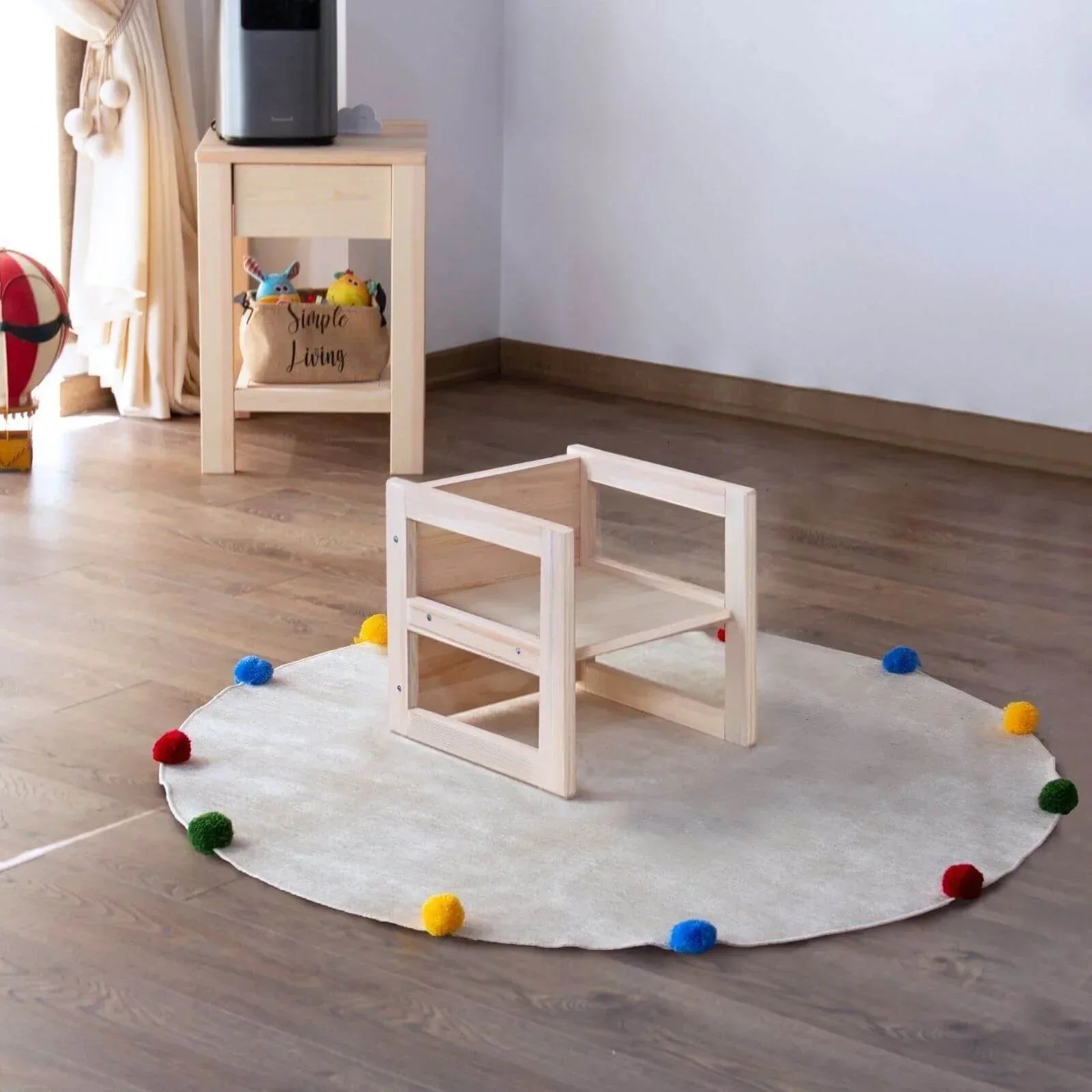 Montessori Wooden Convertable Table & Chair 36,1 cm (W) x 33,7 cm (H) x 36,6 cm (L) - Bobobiy