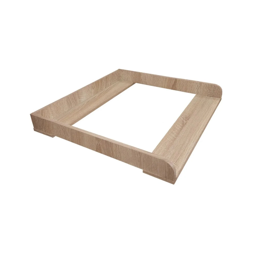 Oak changing top tray insert, square open center with raised border