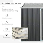 Grey corrugated steel storage shed wall panel with water-resistant coated finish