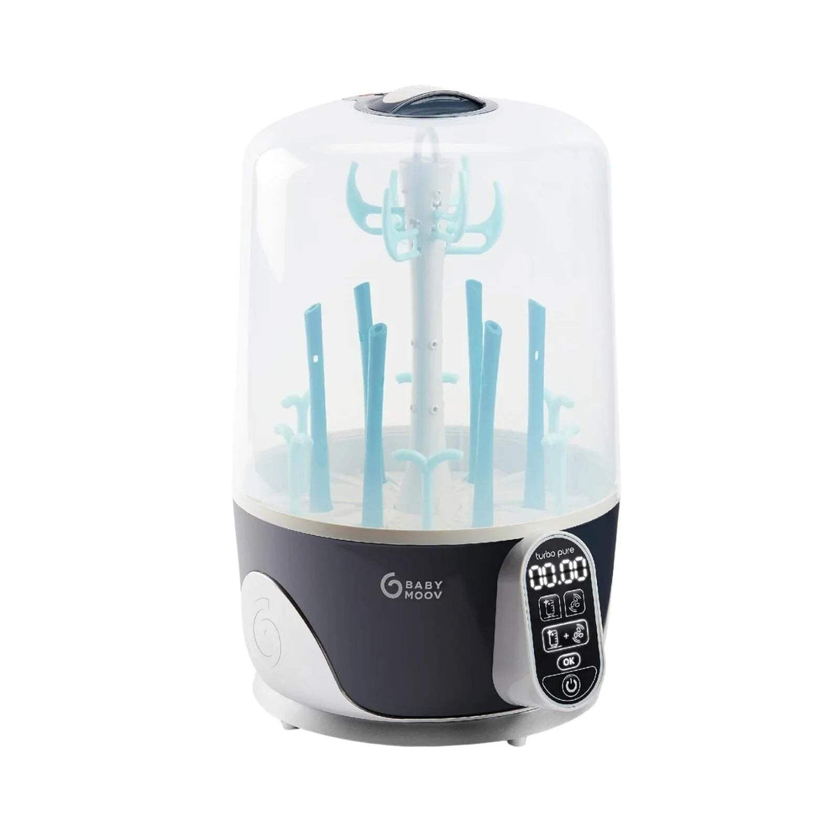 Babymoov Turbo Pure 3-in-1 steriliser and dryer with purified bottle storage lid