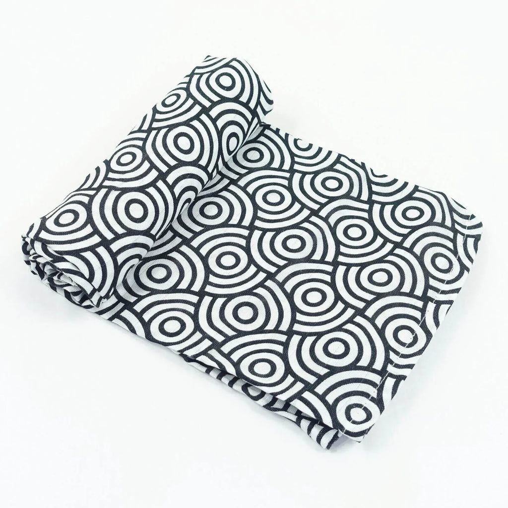 MuslinZ Bamboo/Organic Cotton Muslin Swaddle 120x120cm - Black Swirl