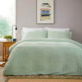 Belgravia Sage Green Microfibre Duvet Cover Set with Pillowcases Soft Easy Care Modern Quilt Bedding Bed Linen Set