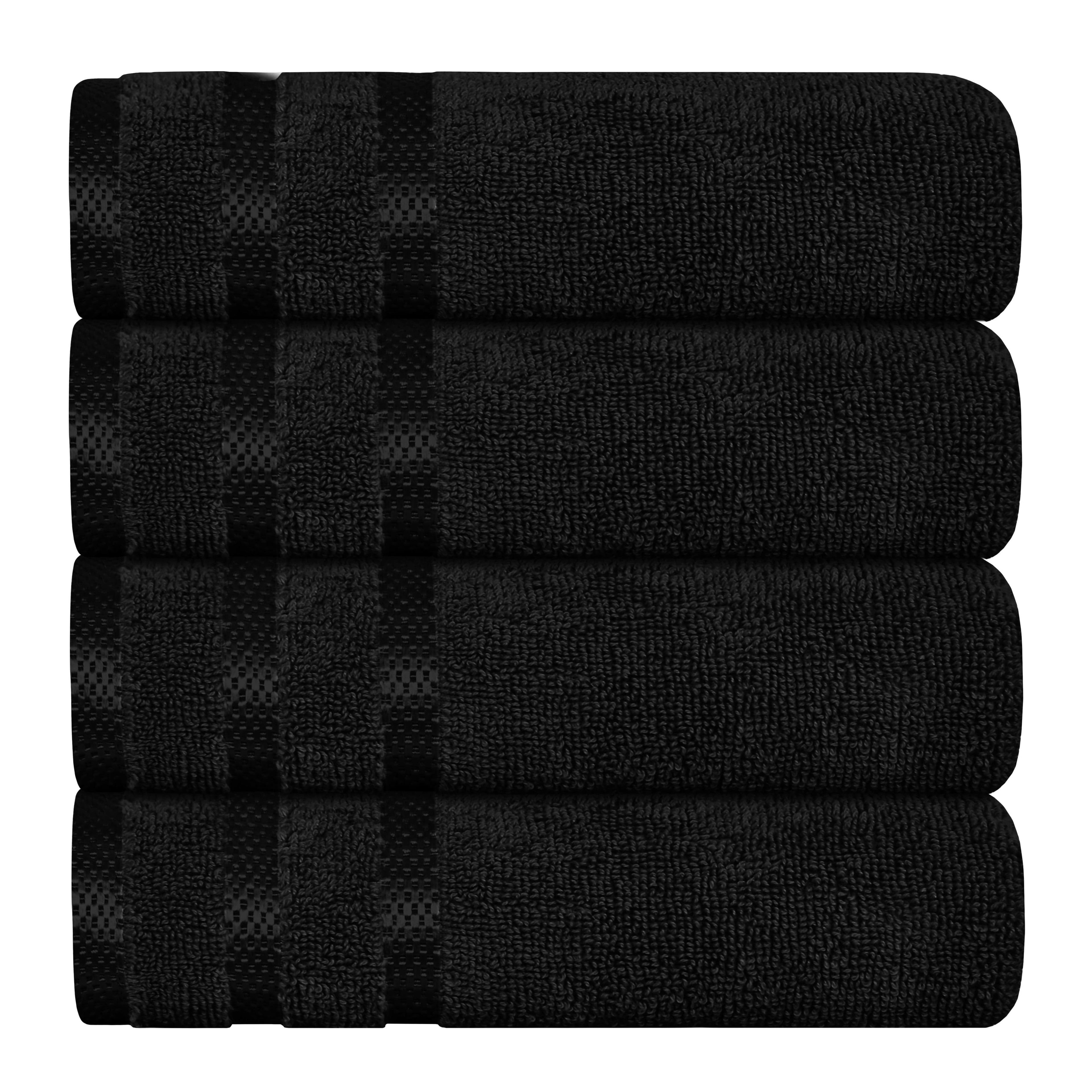 Belmont Viscose Stripe Black Towels 100% Cotton Hotel Quality Super Absorbent 10 Piece Bale Set, 4 Hand Towel & 12 Face Cloths
