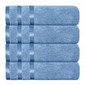 Belmont Viscose Stripe Blue Towels 100% Cotton Hotel Quality Super Absorbent 10 Piece Bale Set, 4 Hand Towel & 12 Face Cloths