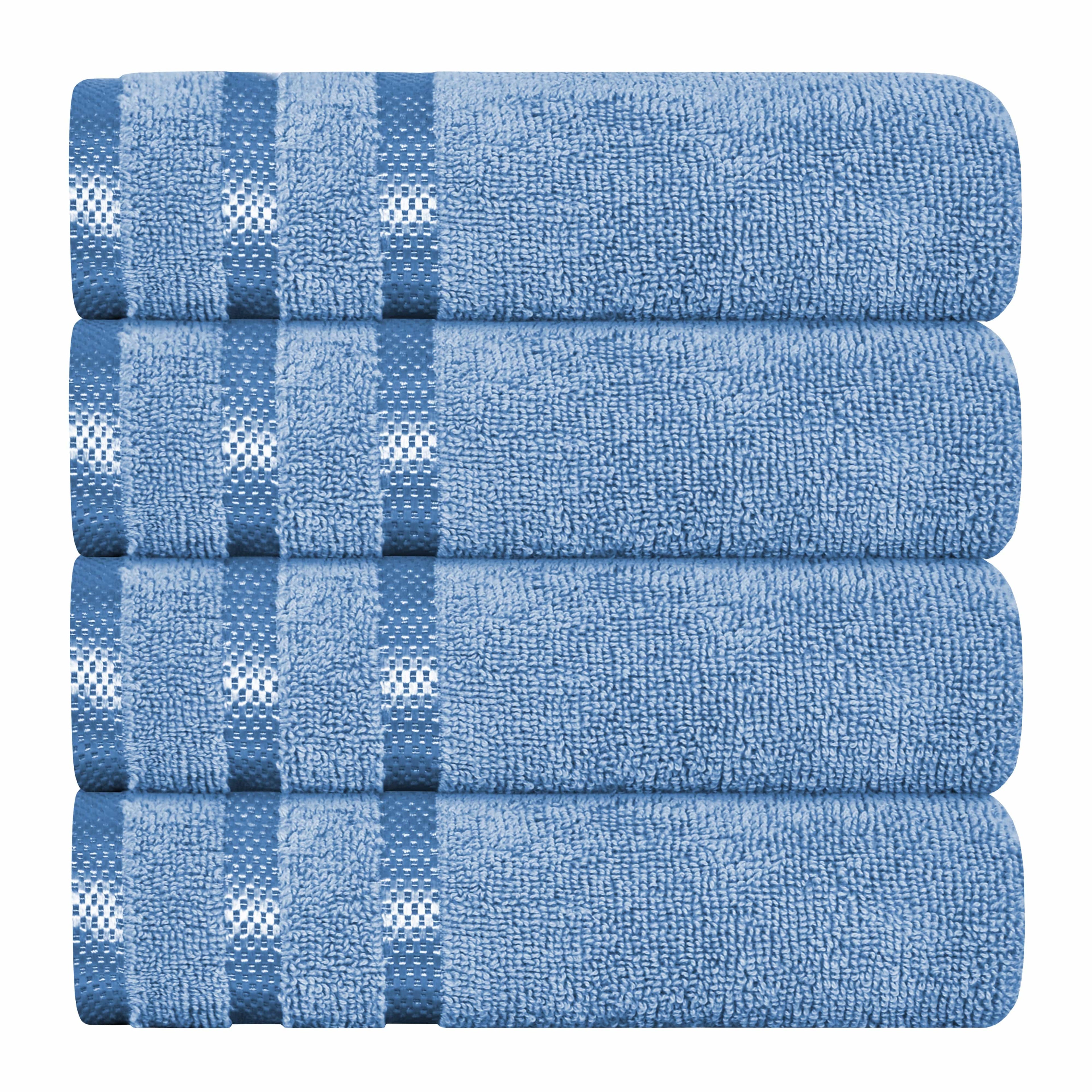 Belmont Viscose Stripe Blue Towels 100% Cotton Hotel Quality Super Absorbent 10 Piece Bale Set, 4 Hand Towel & 12 Face Cloths
