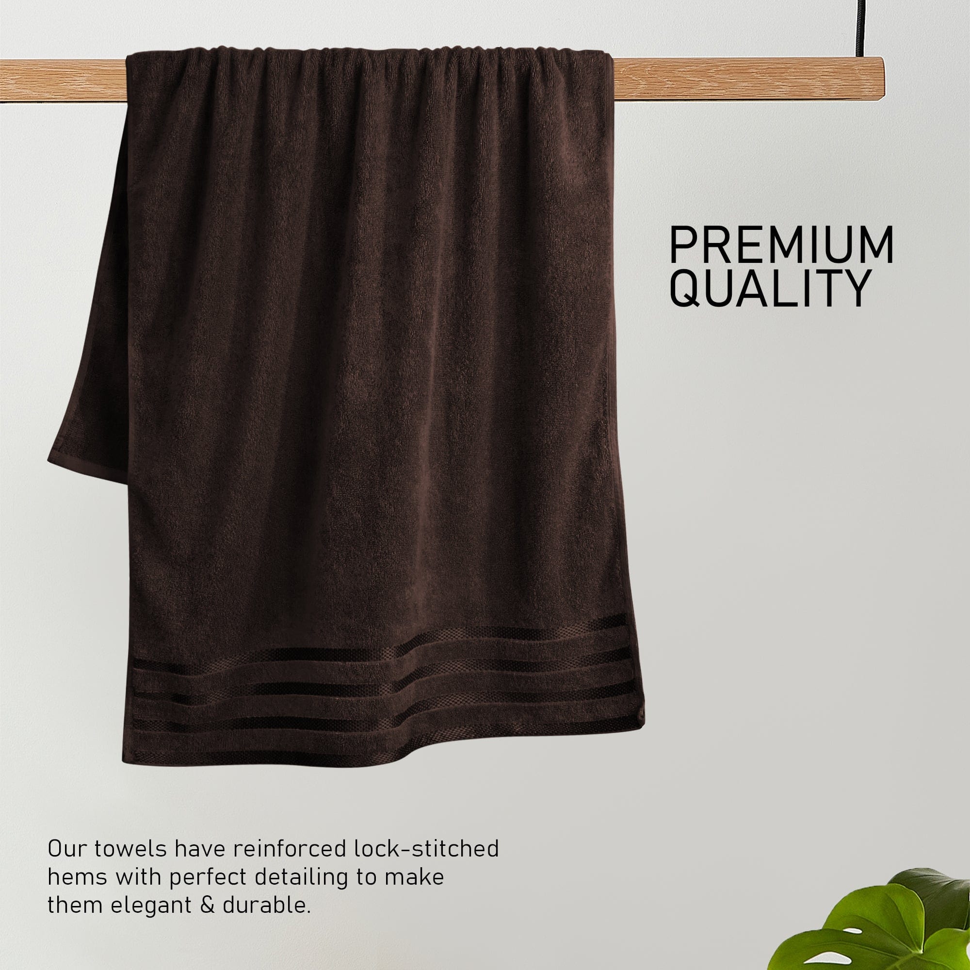 Belmont Viscose Stripe Brown Towels 100% Cotton Hotel Quality Super Absorbent 10 Piece Bale Set, 4 Hand Towel & 12 Face Cloths
