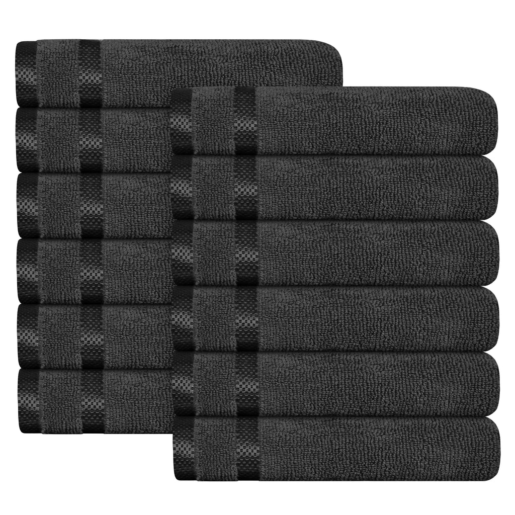 Belmont Viscose Stripe Grey Towels 100% Cotton Hotel Quality Super Absorbent 10 Piece Bale Set, 4 Hand Towel & 12 Face Cloths