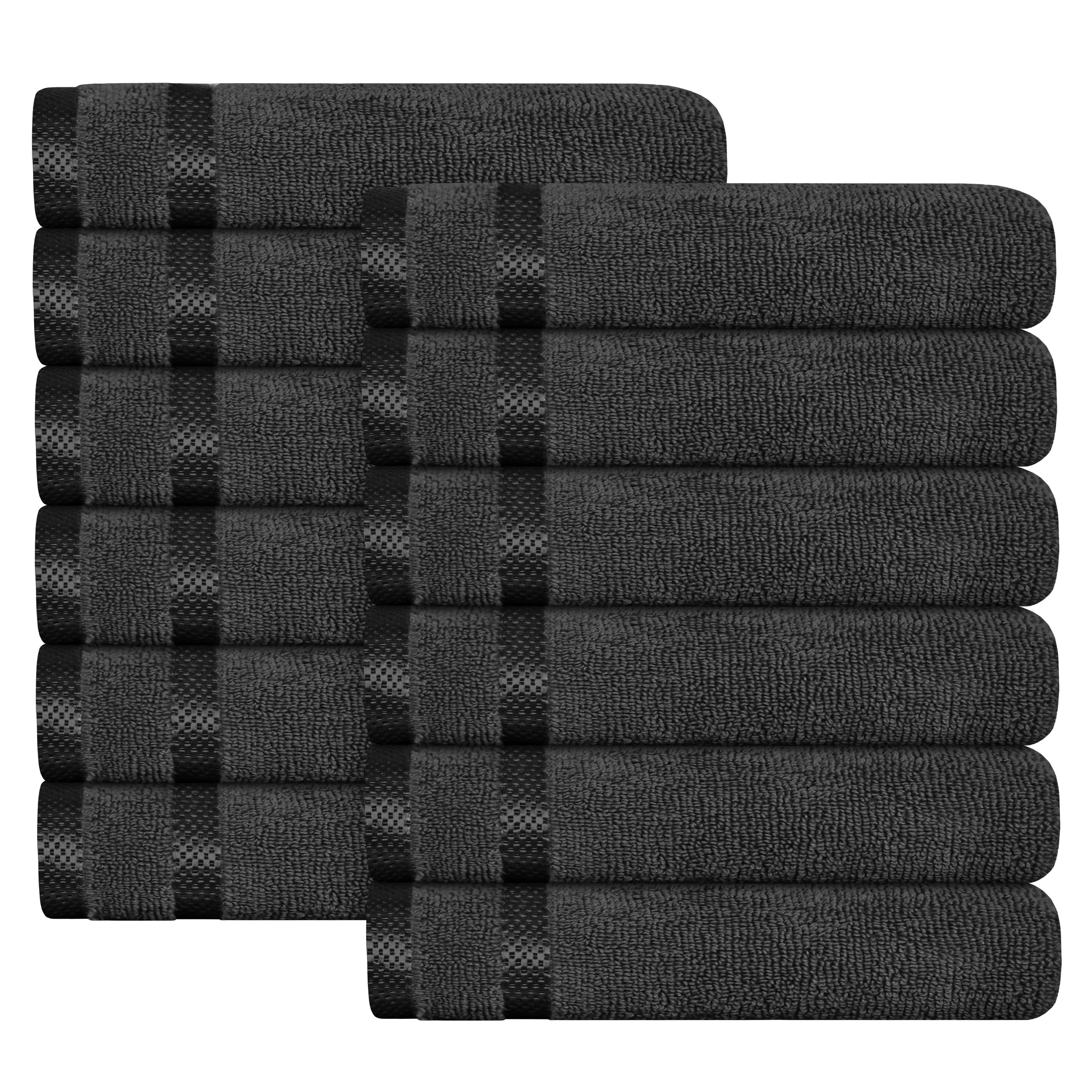 Belmont Viscose Stripe Grey Towels 100% Cotton Hotel Quality Super Absorbent 10 Piece Bale Set, 4 Hand Towel & 12 Face Cloths