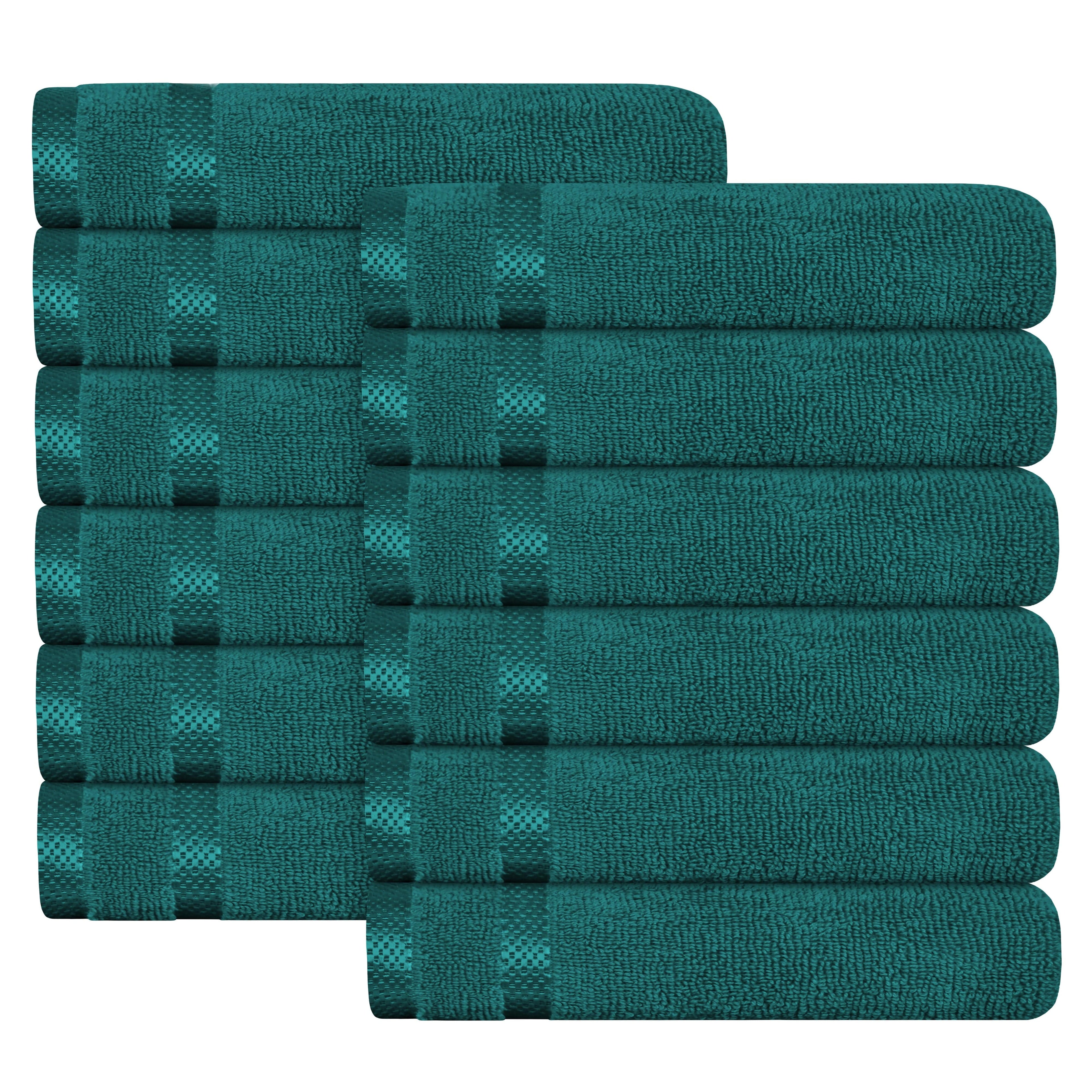 Belmont Viscose Stripe Jade Green Towels 100% Cotton Hotel Quality Super Absorbent 10 Piece Bale Set, 4 Hand Towel & 12 Face Cloths