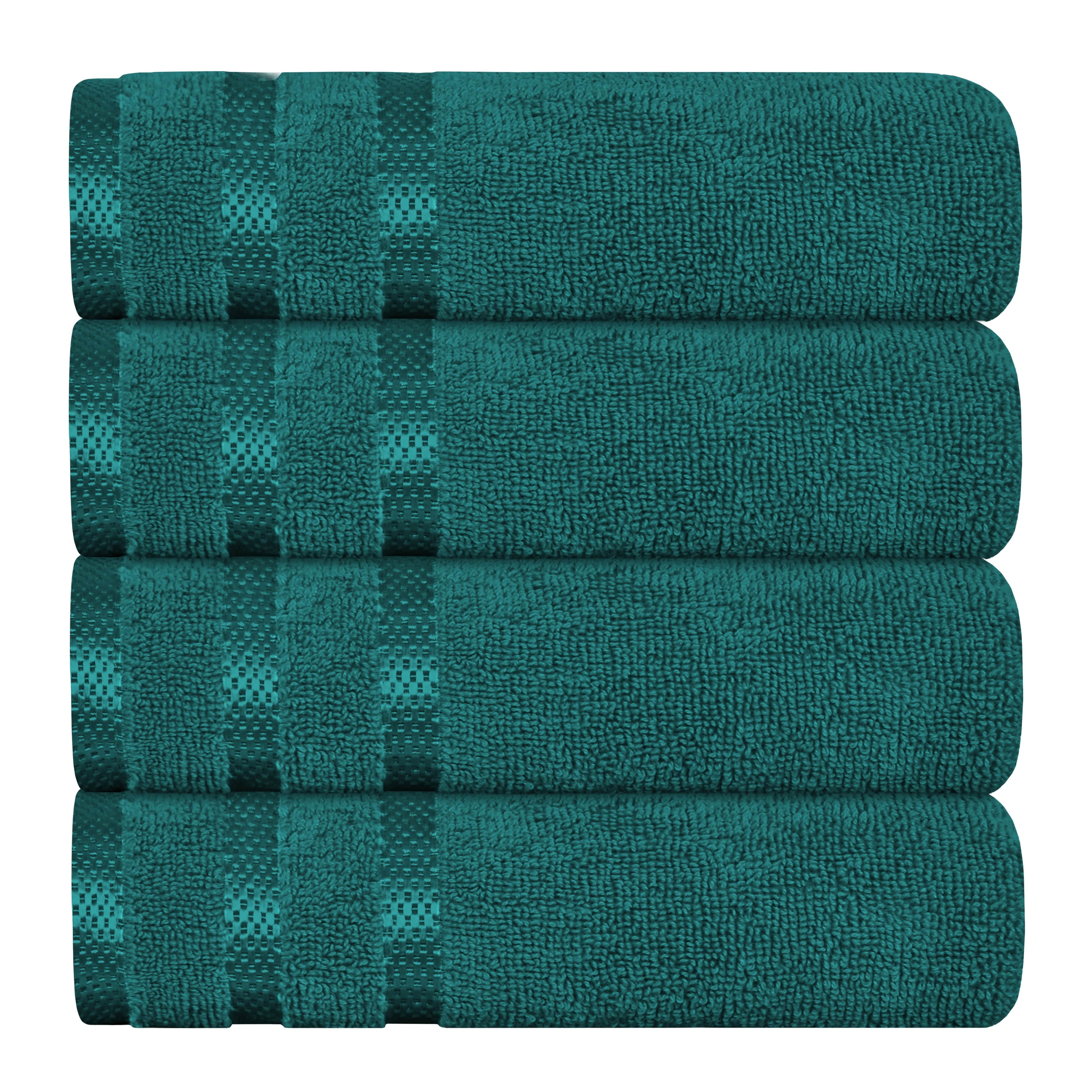 Belmont Viscose Stripe Jade Green Towels 100% Cotton Hotel Quality Super Absorbent 10 Piece Bale Set, 4 Hand Towel & 12 Face Cloths