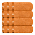 Belmont Viscose Stripe Orange Towels 100% Cotton Hotel Quality Super Absorbent 10 Piece Bale Set, 4 Hand Towel & 12 Face Cloths