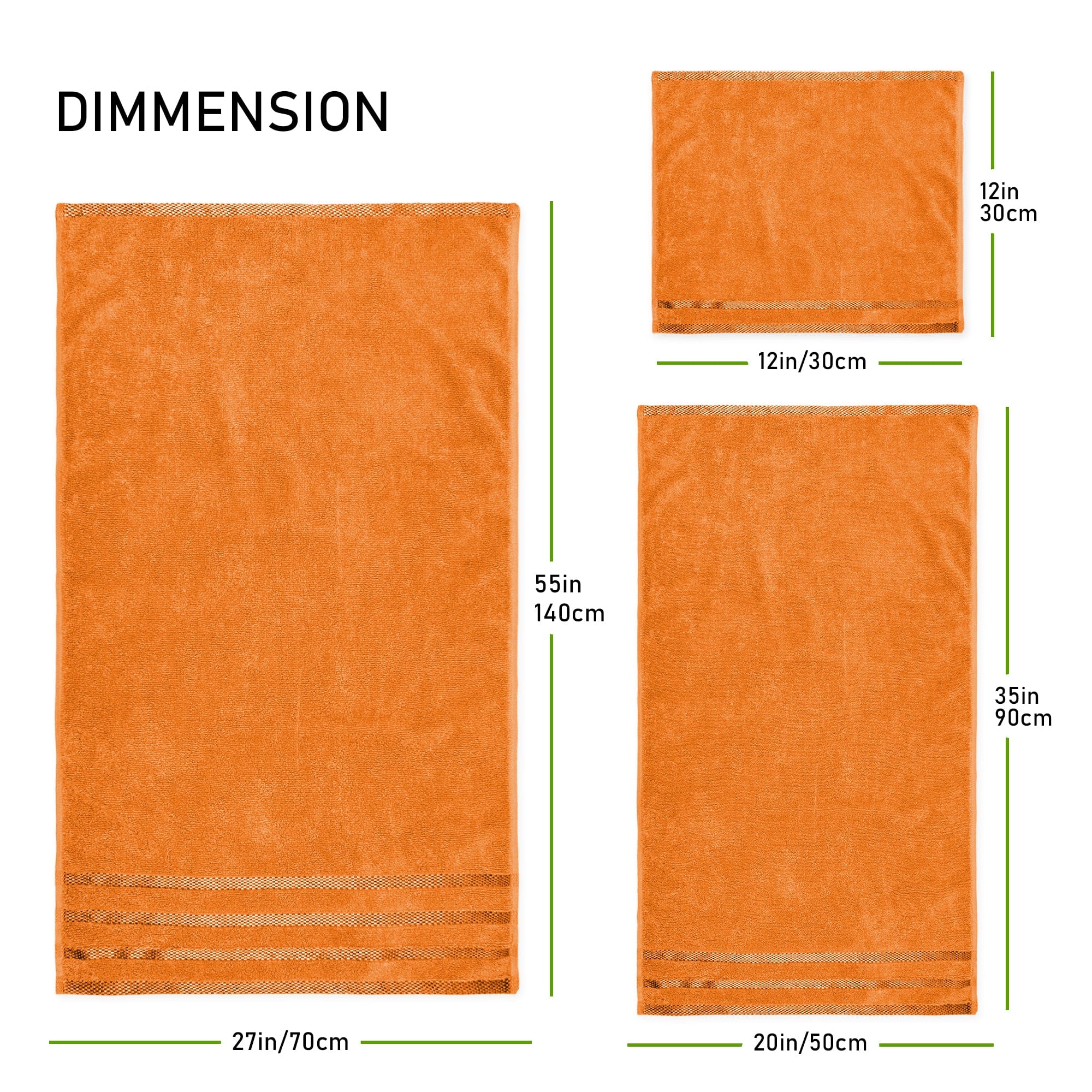 Belmont Viscose Stripe Orange Towels 100% Cotton Hotel Quality Super Absorbent 10 Piece Bale Set, 4 Hand Towel & 12 Face Cloths