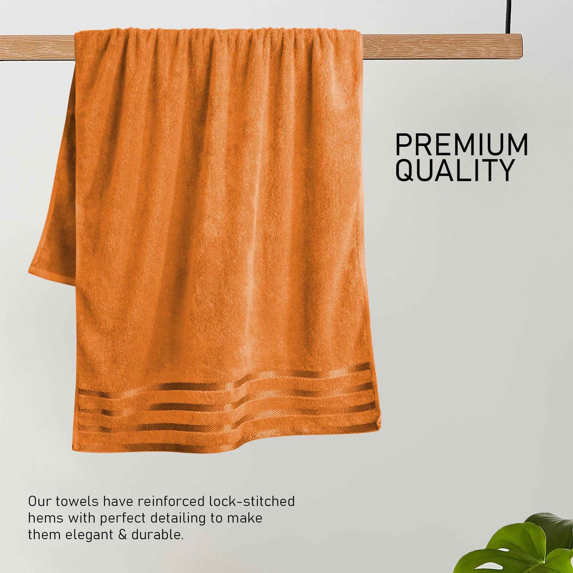 Belmont Viscose Stripe Orange Towels 100% Cotton Hotel Quality Super Absorbent 10 Piece Bale Set, 4 Hand Towel & 12 Face Cloths