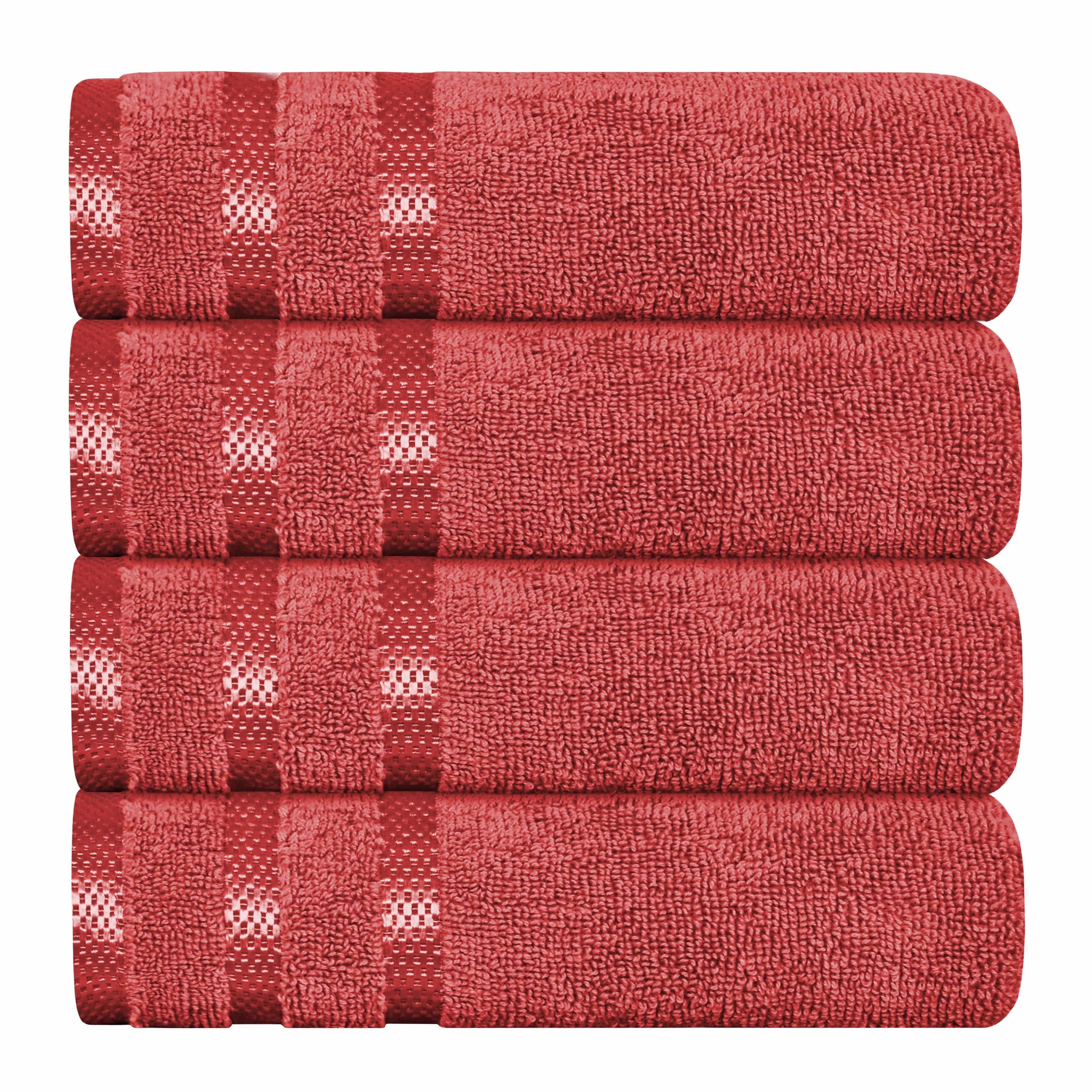 Belmont Viscose Stripe Red Towels 100% Cotton Hotel Quality Super Absorbent 10 Piece Bale Set, 4 Hand Towel & 12 Face Cloths
