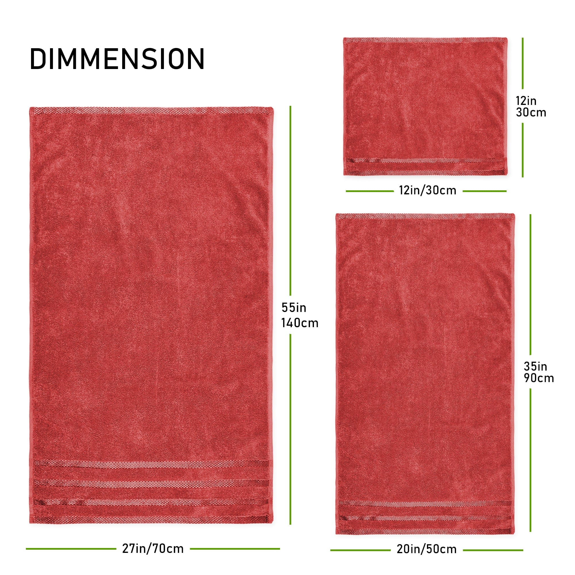 Belmont Viscose Stripe Red Towels 100% Cotton Hotel Quality Super Absorbent 10 Piece Bale Set, 4 Hand Towel & 12 Face Cloths