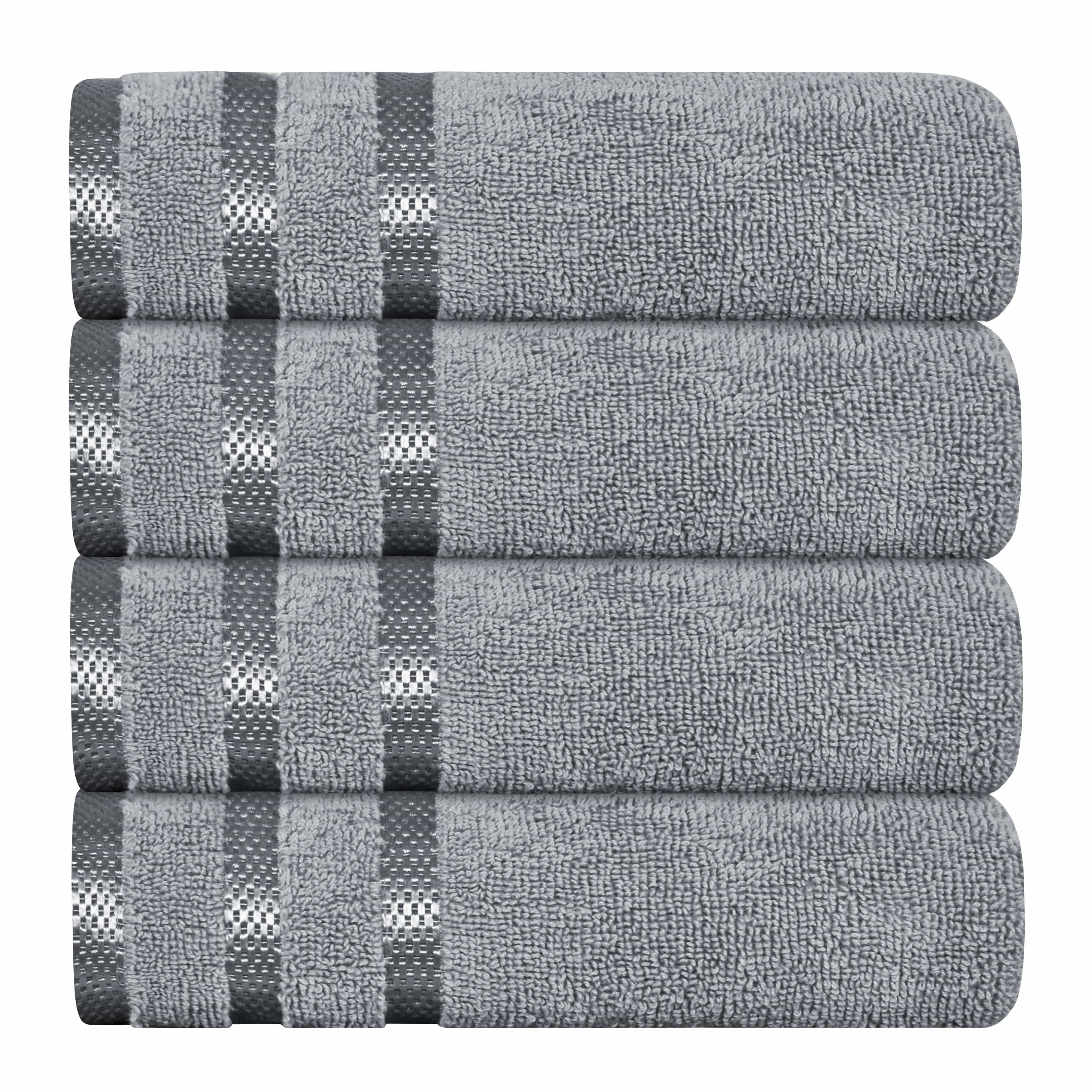 Belmont Viscose Stripe Silver Towels 100% Cotton Hotel Quality Super Absorbent 10 Piece Bale Set, 4 Hand Towel & 12 Face Cloths