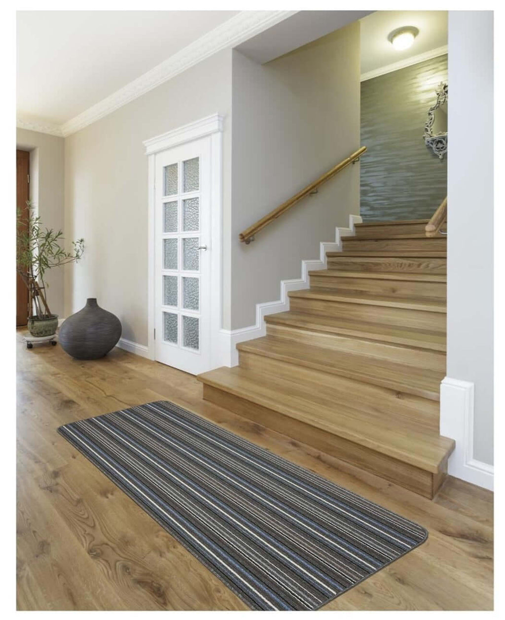 Stockholm Lead/Light Blue Washable Mat