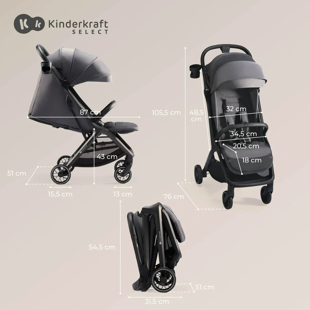 Kinderkraft Nubi 2 Auto-Folding Pushchair - Mystic Green - Bobobiy
