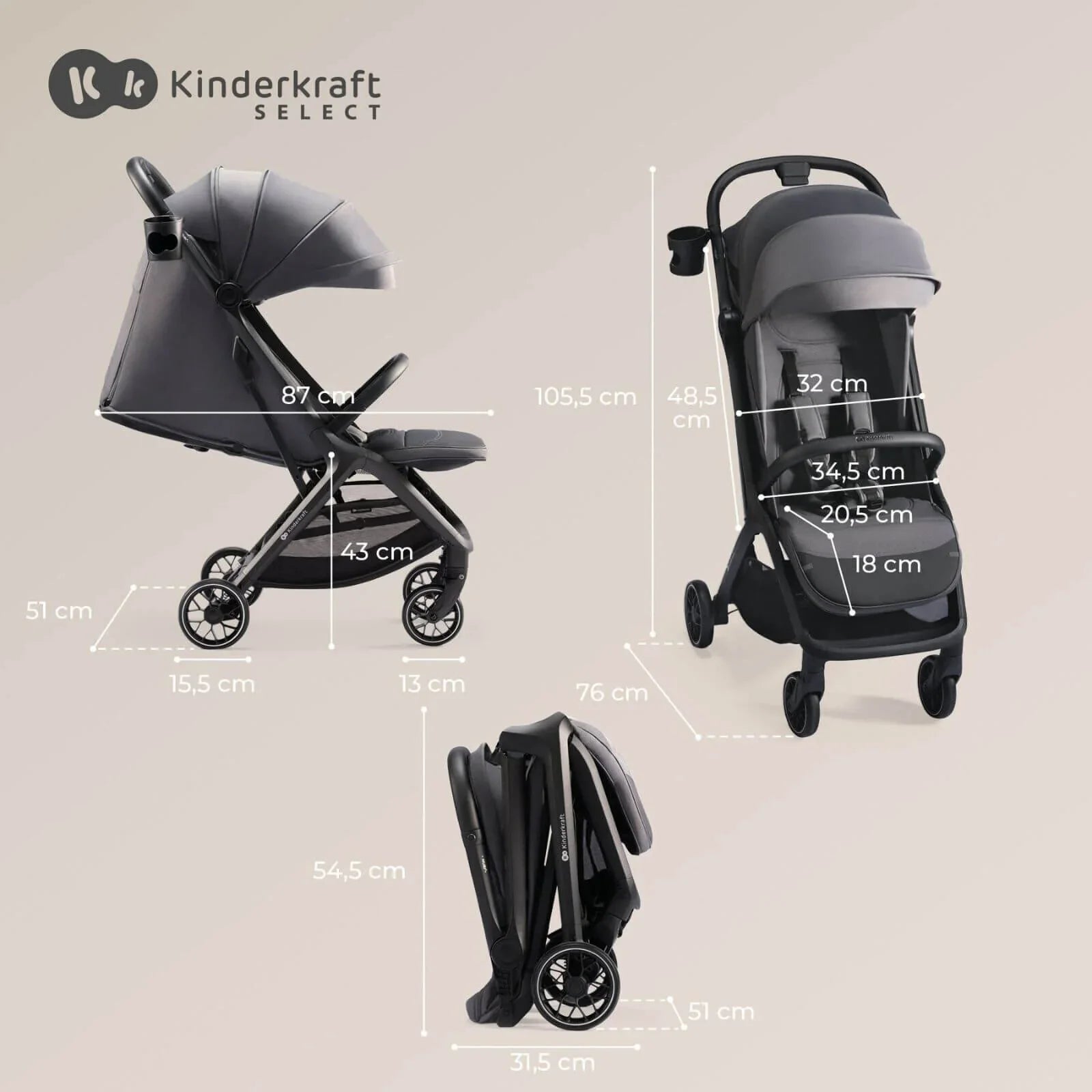 Kinderkraft Nubi 2 Auto-Folding Pushchair - Mystic Green