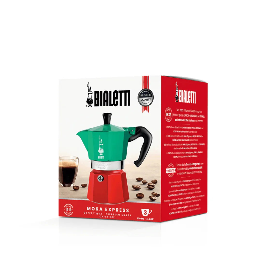 Bialetti Moka Express Tricolore Italia Stovetop Coffee Maker - Bobobiy