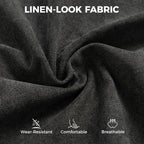 Close-up of black linen-look fabric upholstery with textured weave