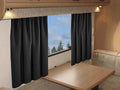Blackout thermal caravan curtains, black pencil pleat panels