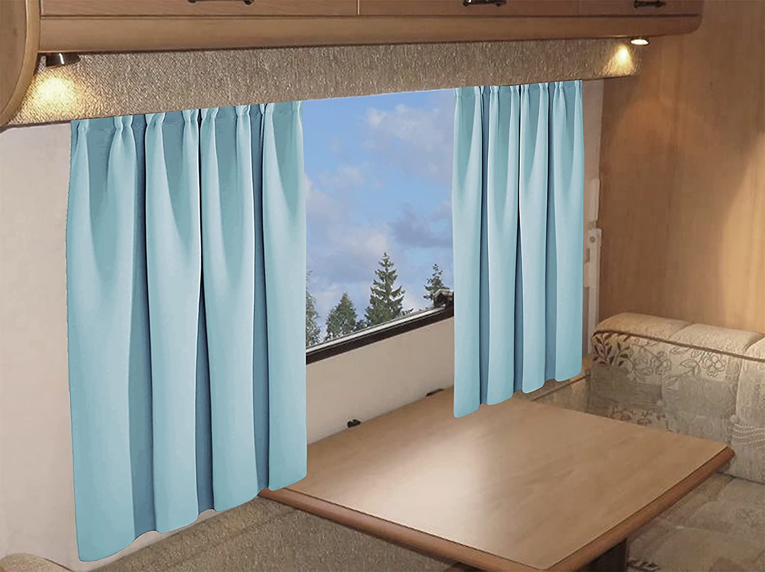 Blackout Thermal Curtains for Caravans and Campervans 100% Light Blocking 11 Colour Options Energy Efficient Pencil Pleat Panels