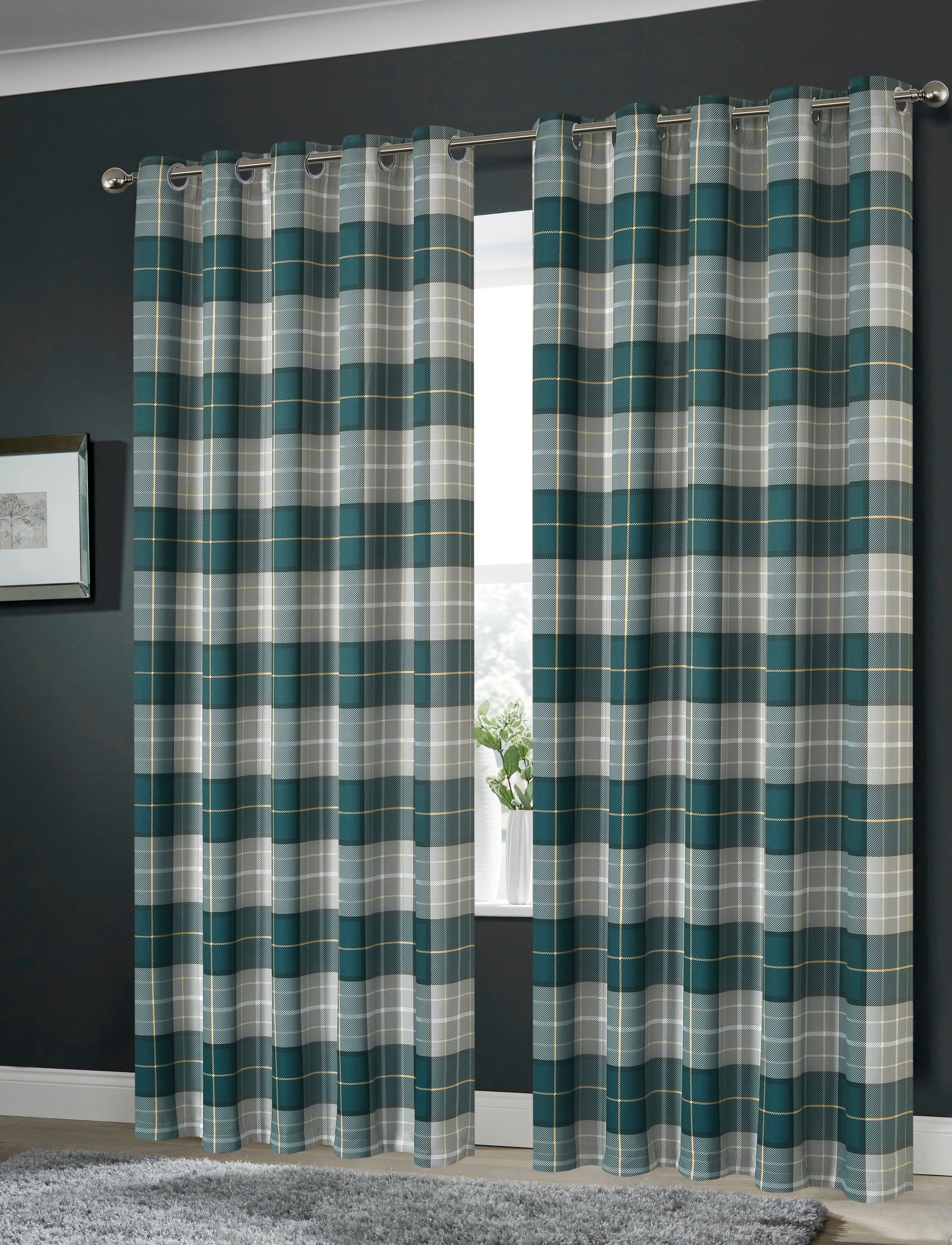 Blackout Thermal Curtains with Check and Marble Design Energy Saving Light Blocking Panels Multiple Sizes and Colours