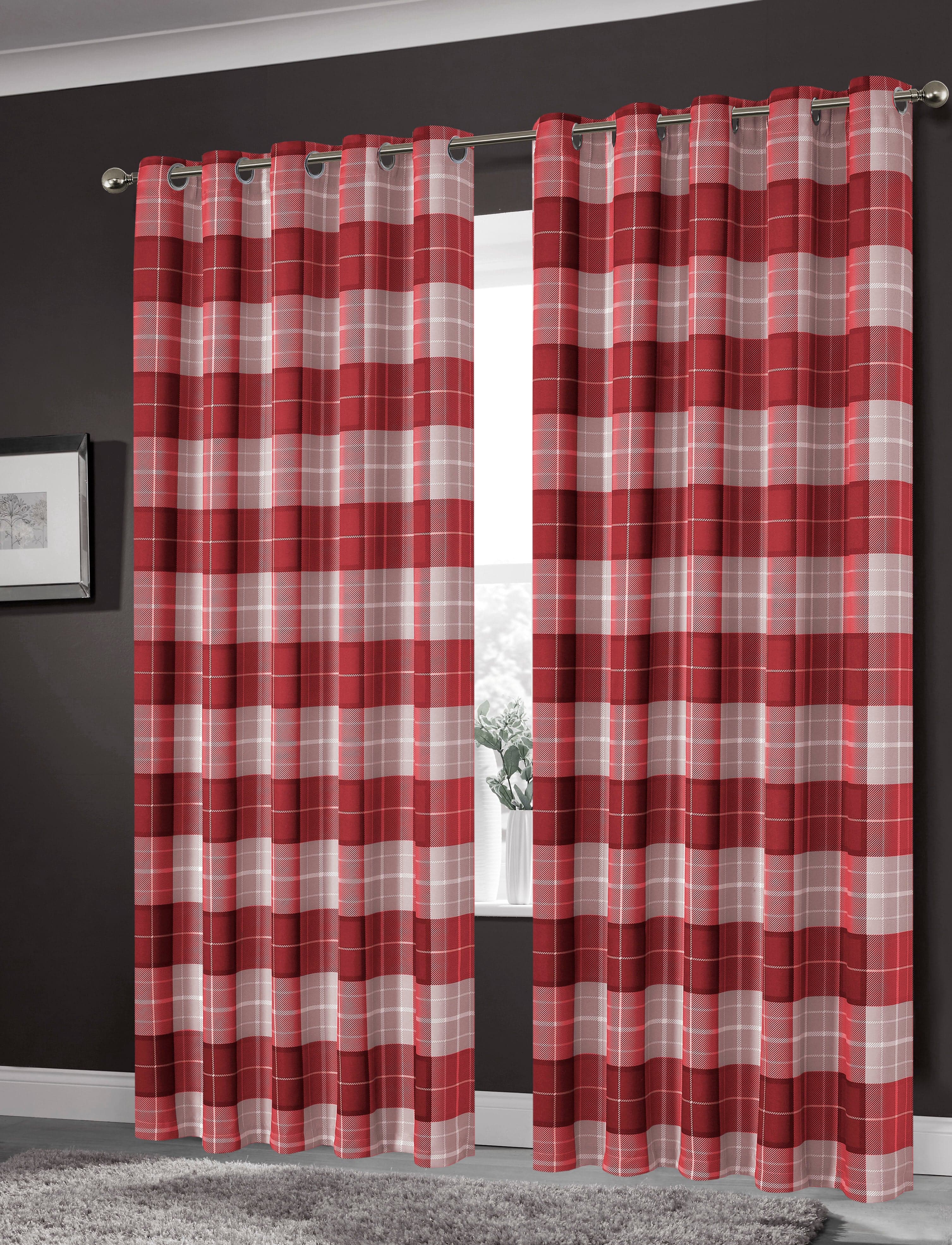 Blackout Thermal Curtains with Check and Marble Design Energy Saving Light Blocking Panels Multiple Sizes and Colours