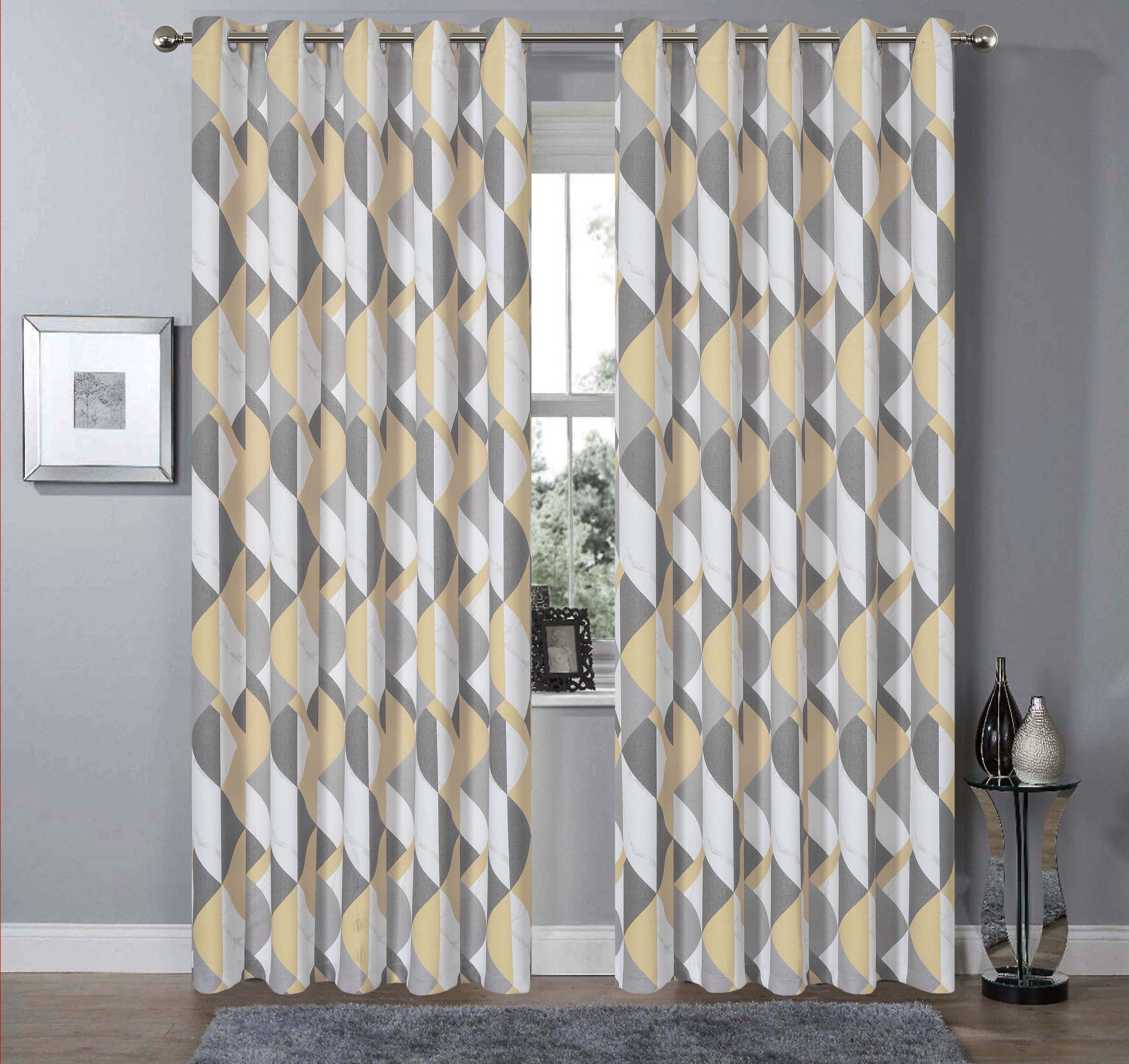 Blackout Thermal Curtains with Check and Marble Design Energy Saving Light Blocking Panels Multiple Sizes and Colours