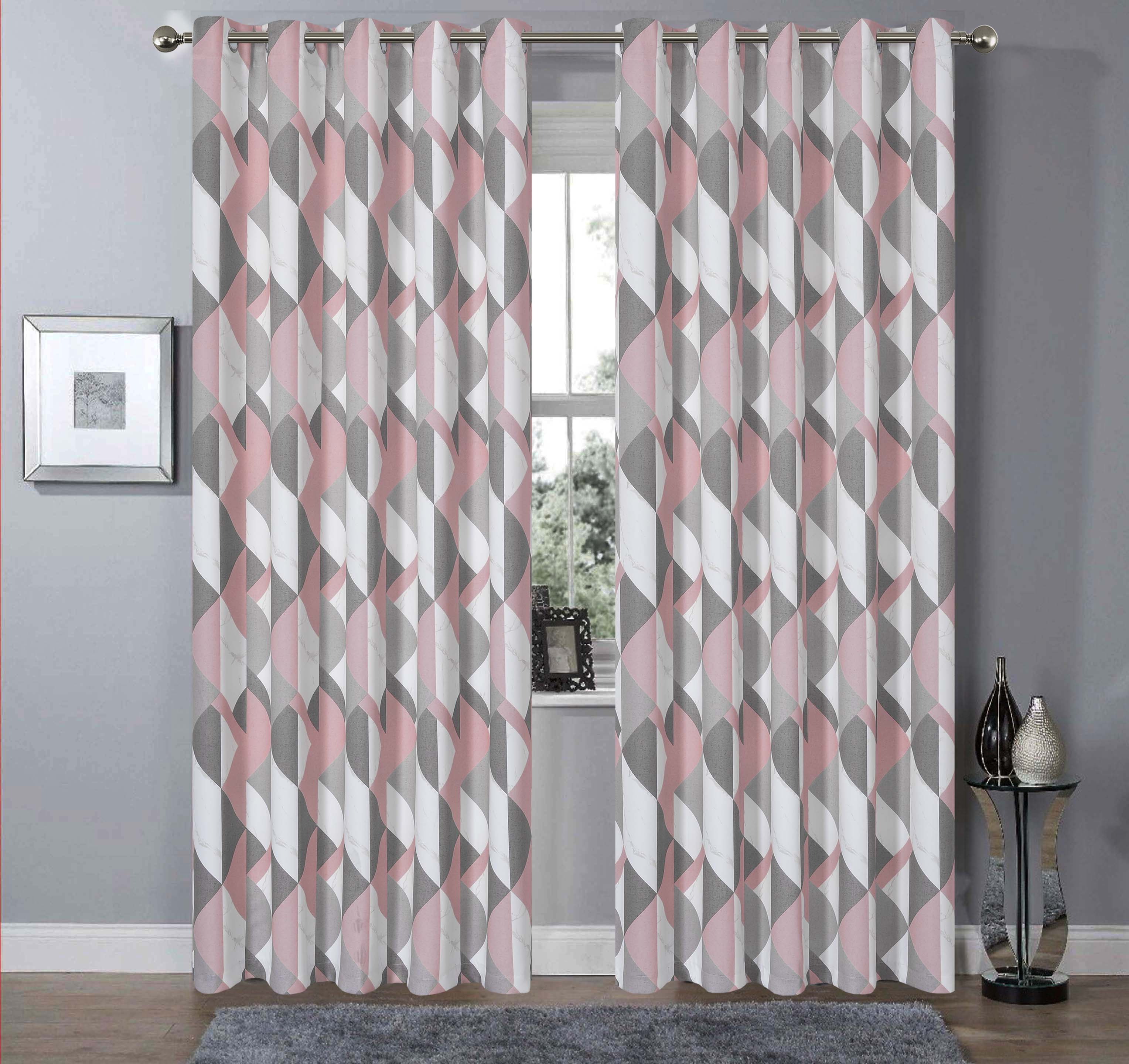 Blackout Thermal Curtains with Check and Marble Design Energy Saving Light Blocking Panels Multiple Sizes and Colours