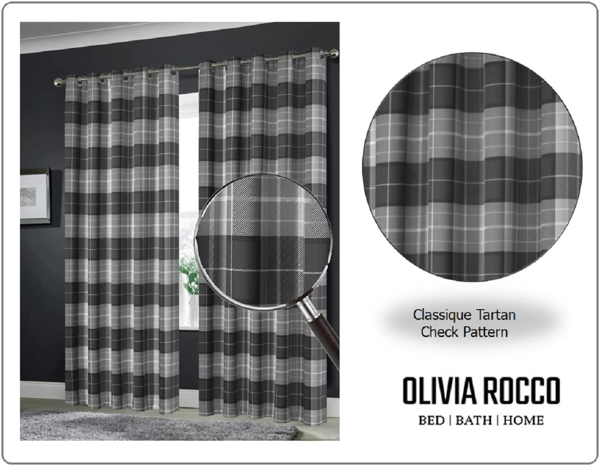 Blackout Thermal Curtains with Check and Marble Design Energy Saving Light Blocking Panels Multiple Sizes and Colours