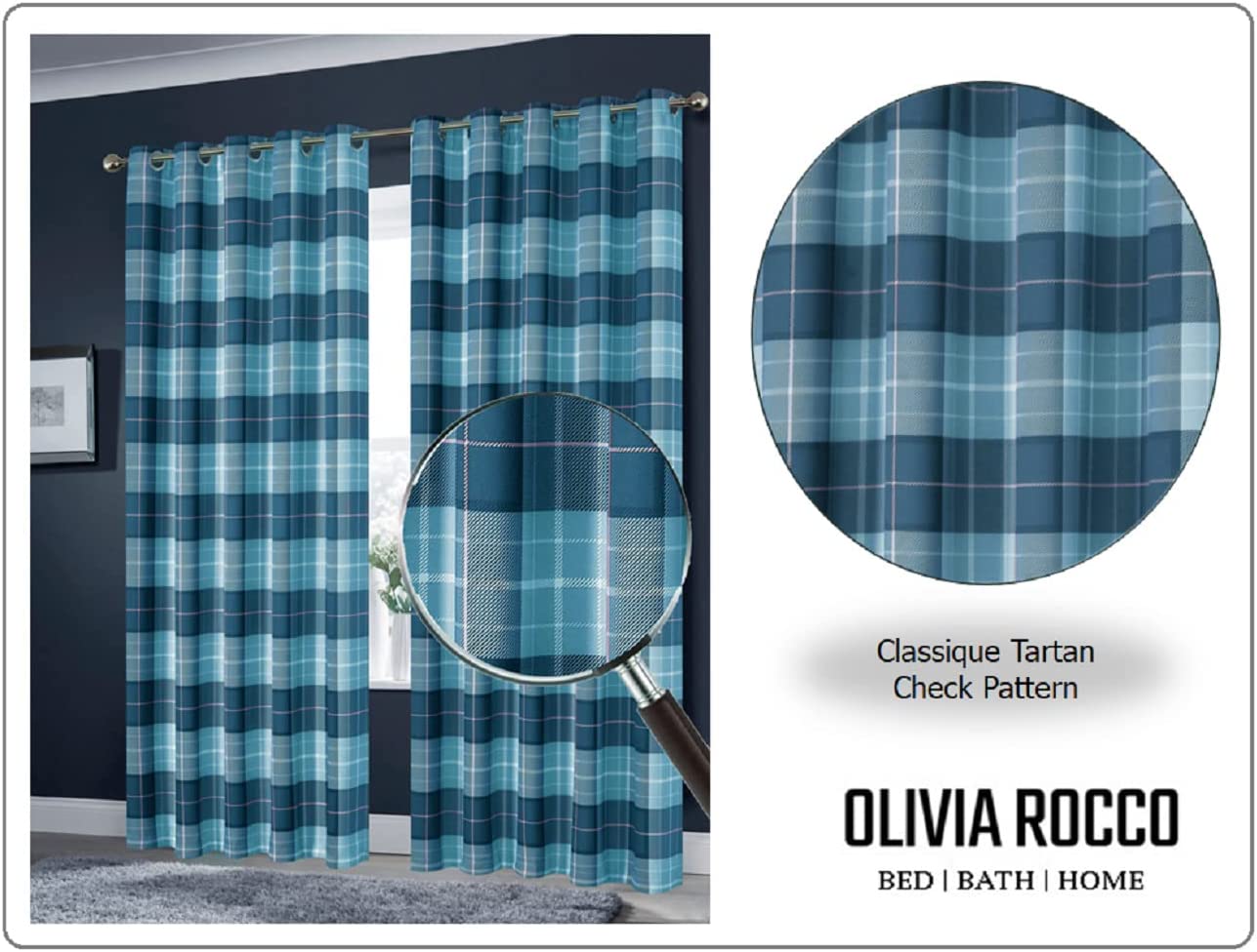 Blackout Thermal Curtains with Check and Marble Design Energy Saving Light Blocking Panels Multiple Sizes and Colours