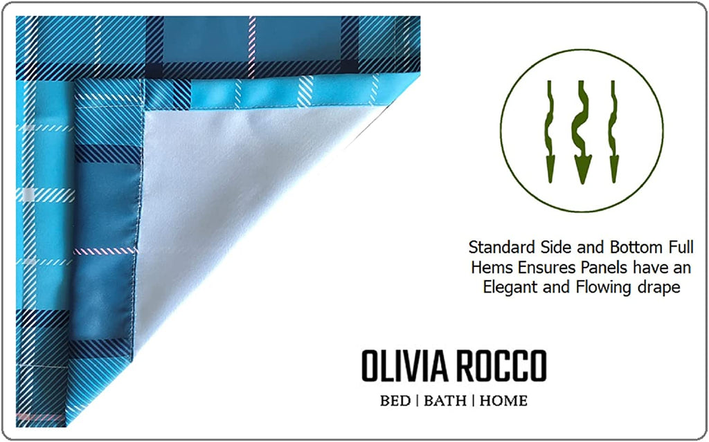 Blackout Thermal Curtains with Check and Marble Design Energy Saving Light Blocking Panels Multiple Sizes and Colours