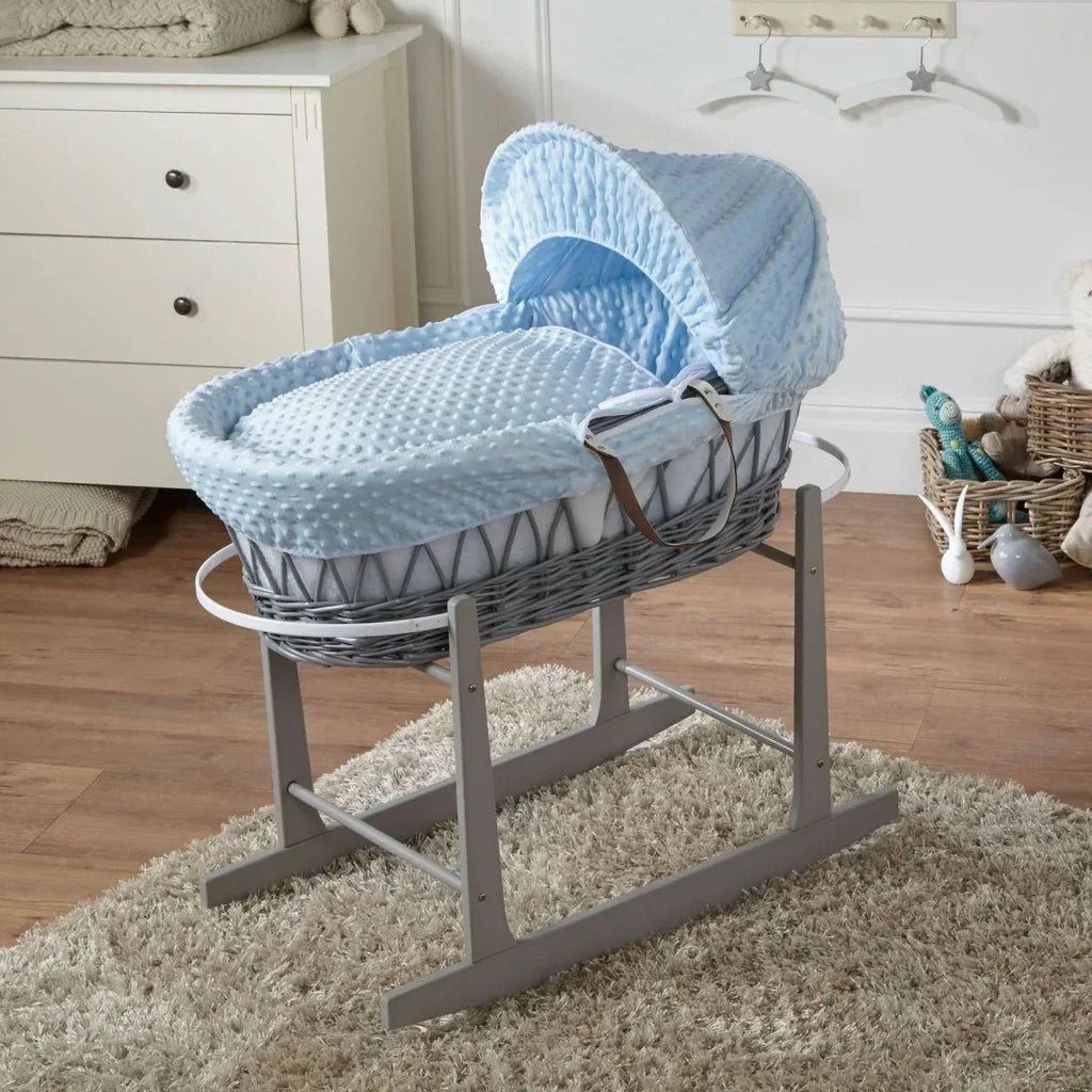 blue-dimple-grey-wicker-baby-moses-basket-with-stand-337124 - Bobobiy