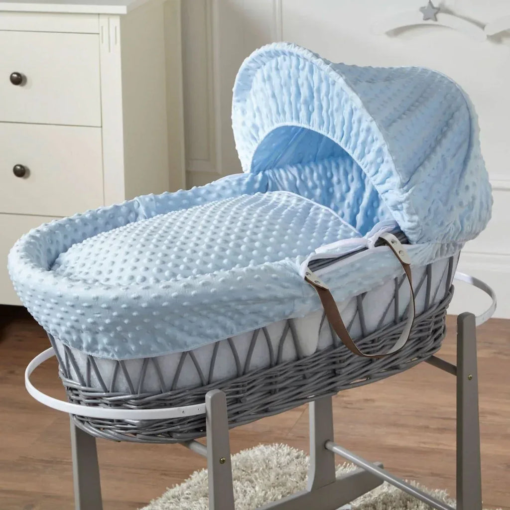 blue-dimple-grey-wicker-baby-moses-basket-with-stand-912236 - Bobobiy