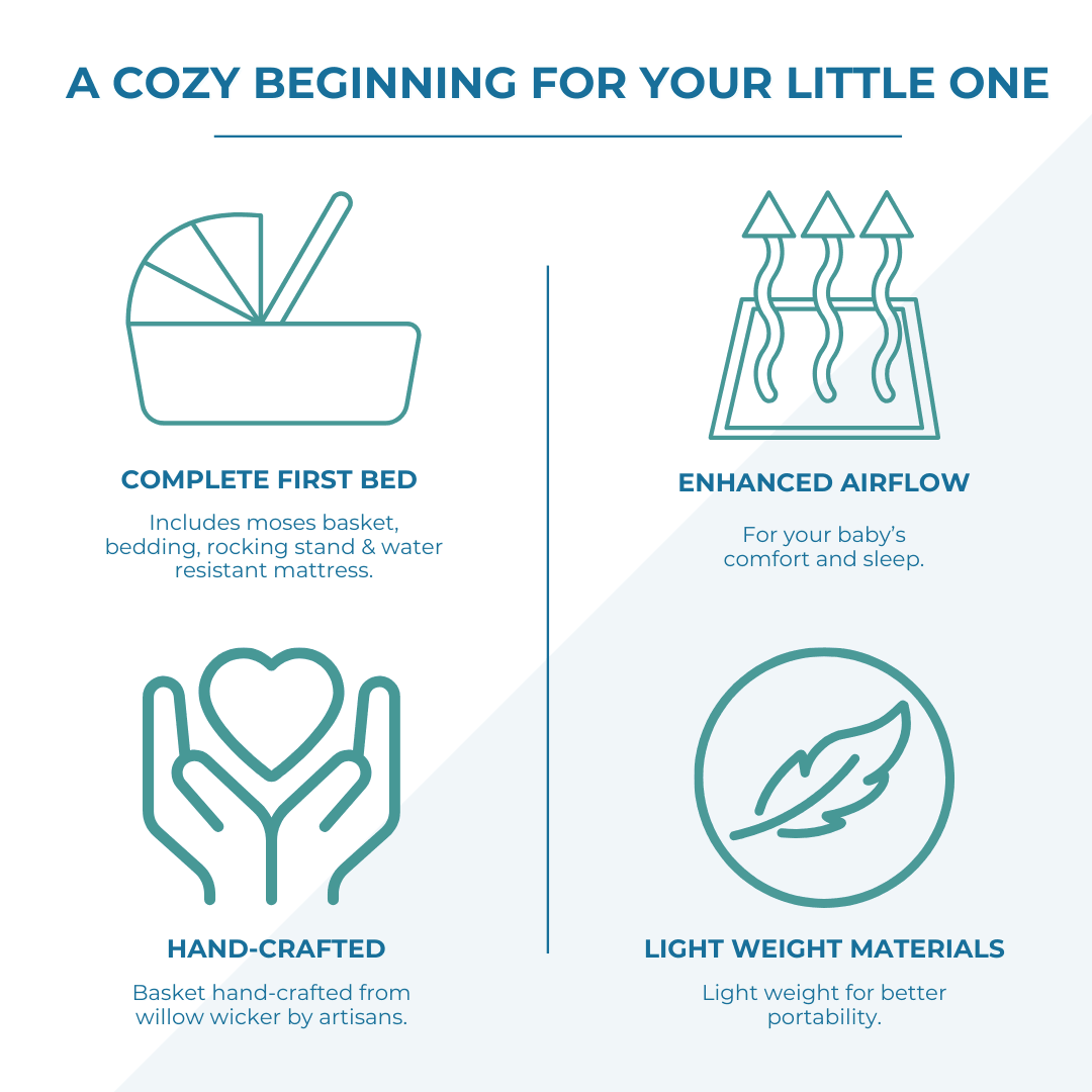 Pink Waffle Grey Wicker Baby Moses Basket With Stand - Bobobiy