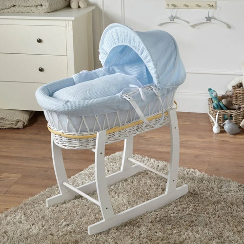 blue-waffle-white-wicker-baby-moses-basket-with-stand-760708 - Bobobiy