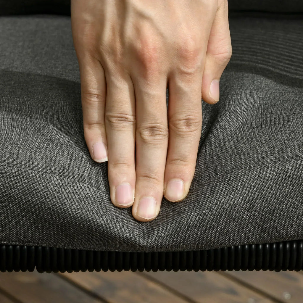 4 Seater Rattan Cube Garden Furniture Set, Rattan Dining Set with Cushions, Outdoor Dining Table and Chairs with Rectangular Wood Grain Plastic Top Table for Patio, Balcony, Black - Bobobiy