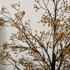 Artificial gypsophila blossom light tree flower head detail, brown stems and blossoms