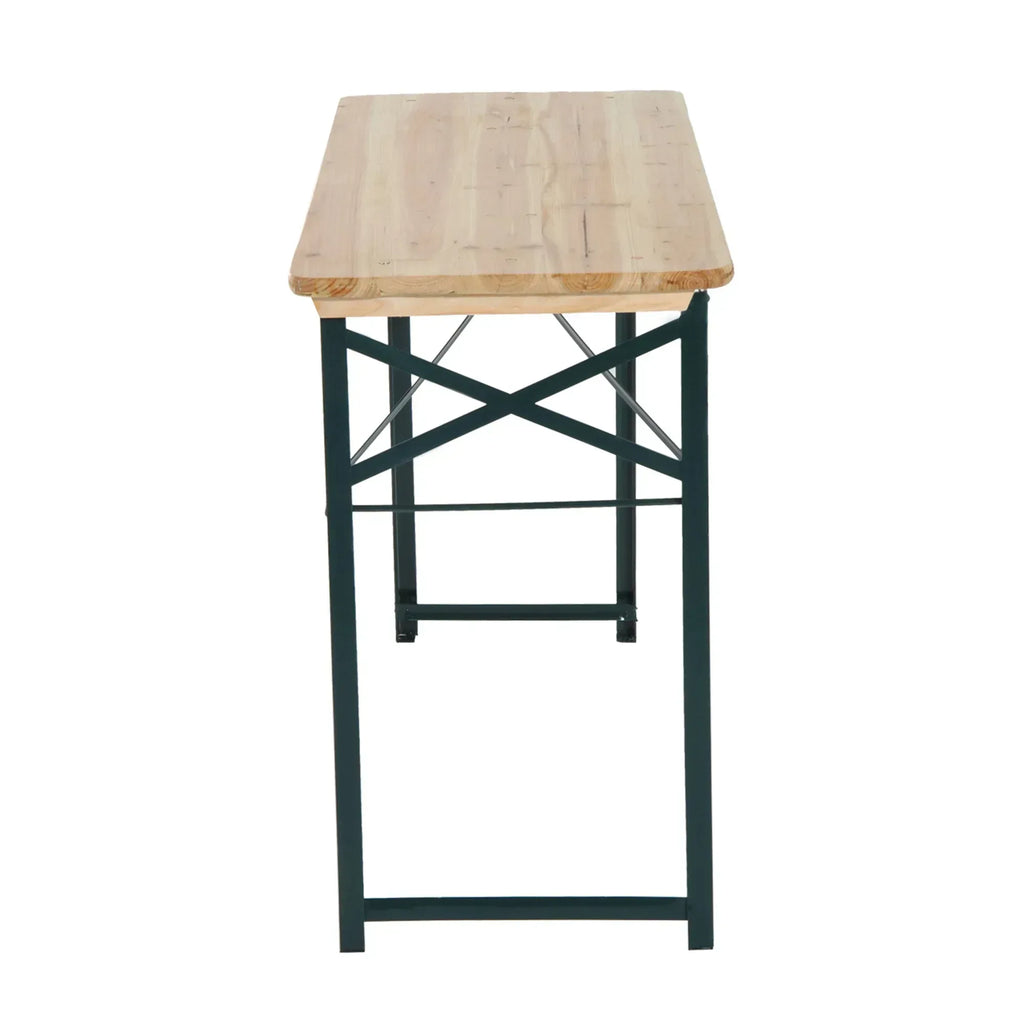 Portable Folding Camping Picnic Trestle Beer Table and 2 Bench Set Wooden Garden Furniture Patio Dining Party BBQ Chairs Stools - Bobobiy