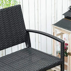 Black poly rattan loveseat corner with armrest, woven seat, and backrest
