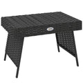 Foldable Outdoor Side Table, Rattan Garden Coffee Table with Steel Frame, Space Saving Bistro Garden Furniture for Patio, Balcony, 60 x 41 x 41 cm, Black - Bobobiy