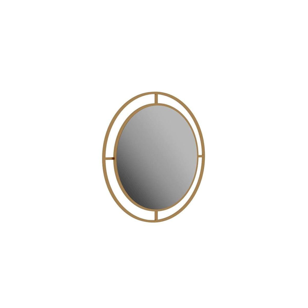 Oval wall mirror with gold ring frame
