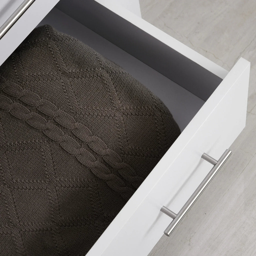 Chest Of 4 Drawers Storage Cabinet Bedroom Clothes w/Metal Handles Base Freestanding Unit Furnishing Living Room White - Bobobiy